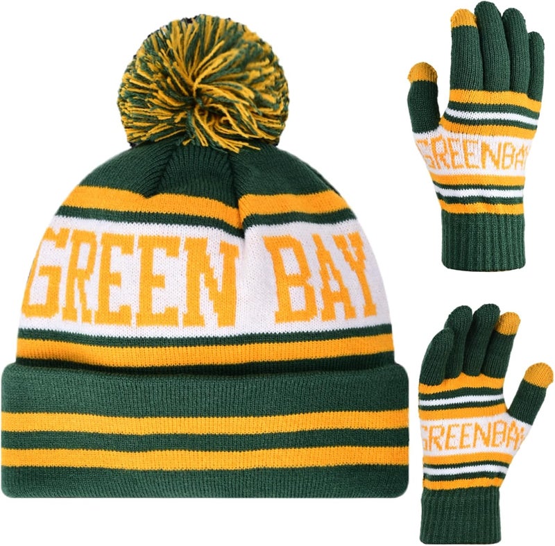 mtstaowe Vintage Classic Skull Cap Beanie Hat Cuffed Winter Hat Knit Comes with Warm Gloves Gifts for Men Women Fans - Image 1